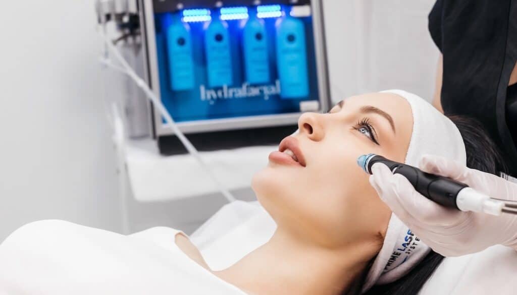 woman receiving hydrafacial treatment